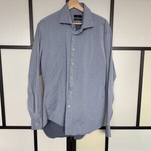 Zara Man Blue Dress Shirt Textured NO SIZE TAG. Cotton Preppy Career Event